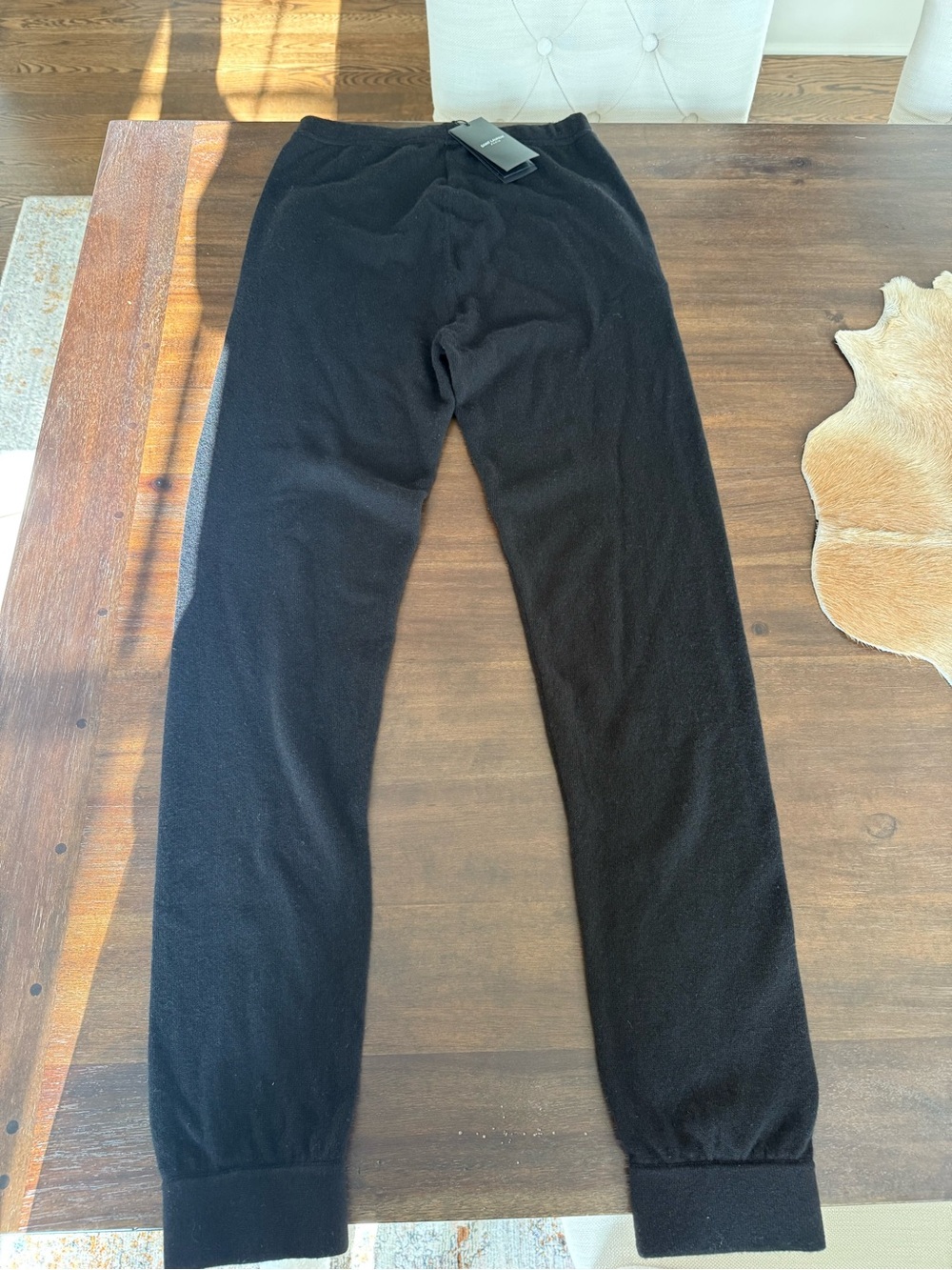 NWT. YSL Saint Laurent Black Knit Cashmere Jogger Pants. 31” inseam. M.